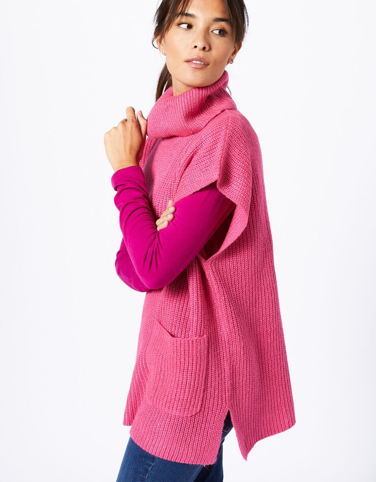 Pull tunique col boule sans manches (rose indien) Pull tunique col boule sans manches (rose indien)