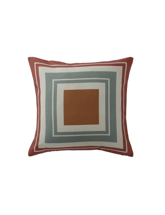 Housse de coussin imprimé "encadrement" - lot de 2 (terracotta / eucalyptus)