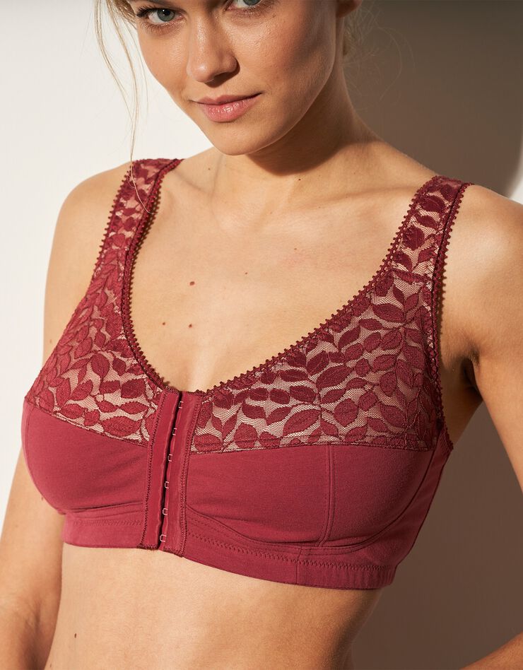 Soutien-gorge dentelle et coton ouverture devant - sans armatures (rubis) Soutien-gorge dentelle et coton ouverture devant - sans armatures (rubis)