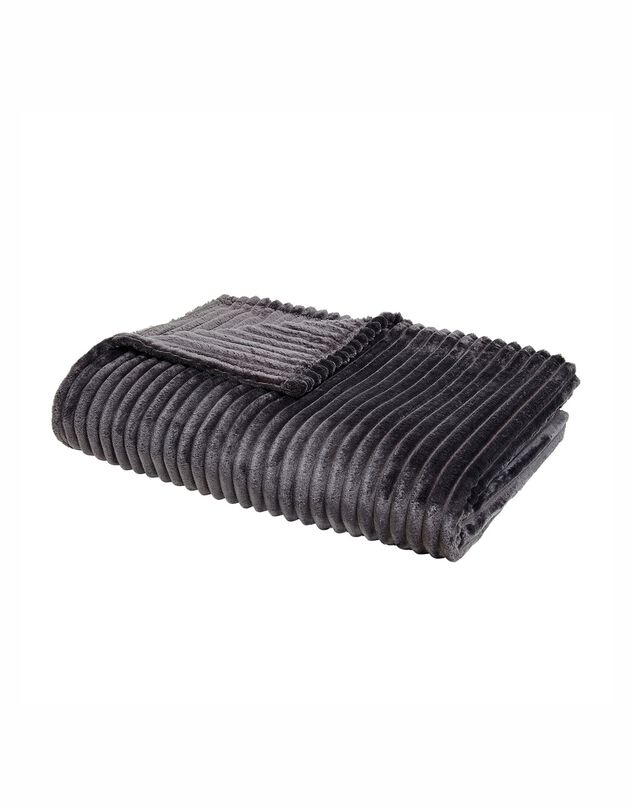 Plaid polaire toucher peluche - texturé (anthracite)
