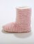 Chaussons bottillons souples fourrés en fausse fourrure - rayés (rose)