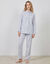 Pyjama pantalon en flanelle tiss&eacute; teint carreaux (&eacute;cru / bleu)