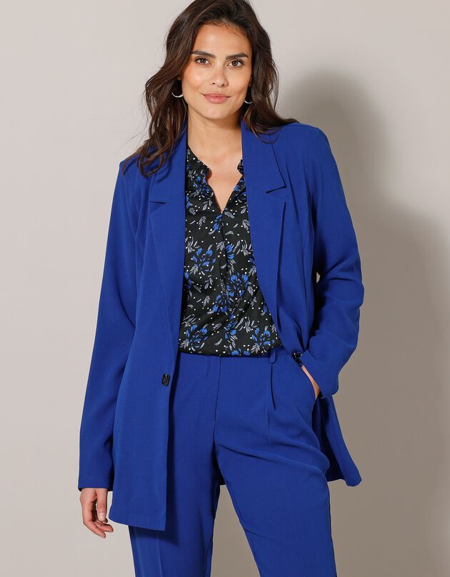 Veste blazer fluide manches longues (bleu dur)