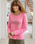 T-shirt manches longues coton uni imprimé placé "Bohème"  (rose indien)