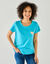 T-shirt uni broderie coeur manches courtes (turquoise)