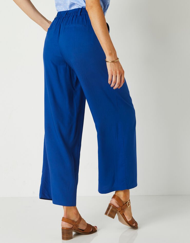 Pantalon raccourci large uni (bleu)
