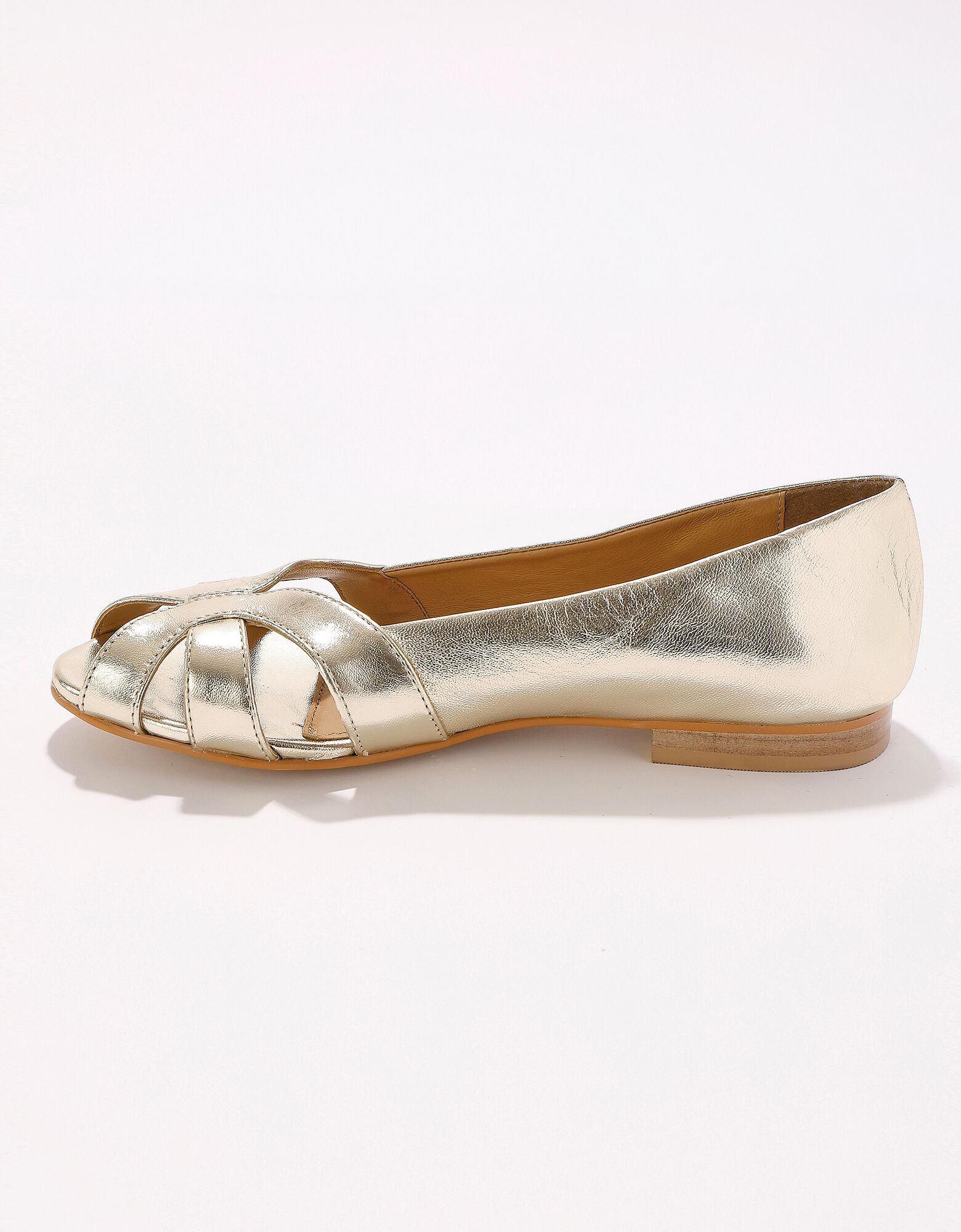 ballerine bout ouvert doré