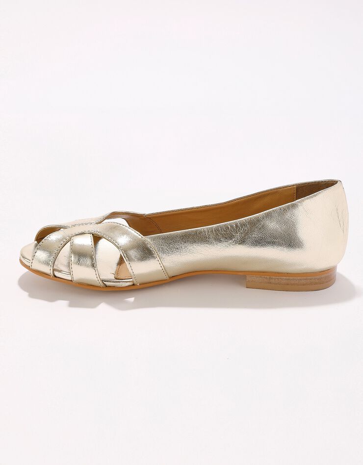 Ballerines à bout ouvert en cuir (doré)