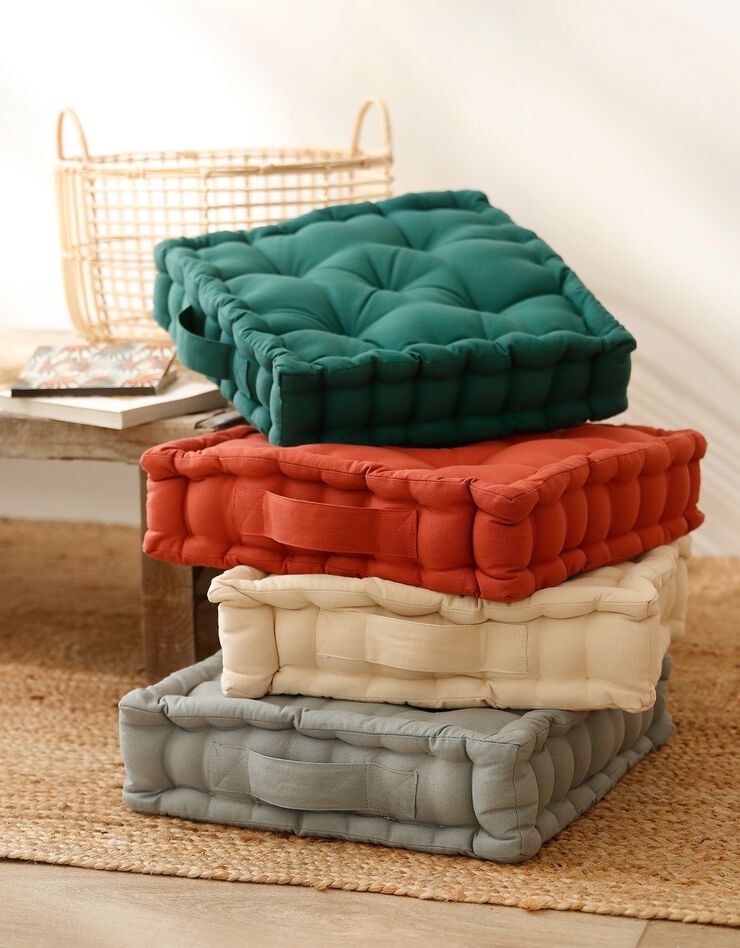 Coussin de sol uni coton (terracotta)