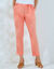 Pantalon 7/8ème fuselé uni, tissu fluide (corail)