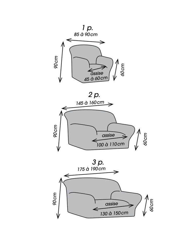 Housse extensible unie canapé fauteuil accoudoirs (gris)
