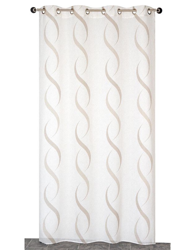 Rideau panneau voile jacquard motifs serpentins (beige)