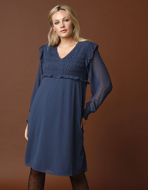 Robe plumetis col V (marine) Robe plumetis col V (marine)