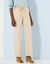 Pantalon droit large ceinturé, tissu fluide (beige)