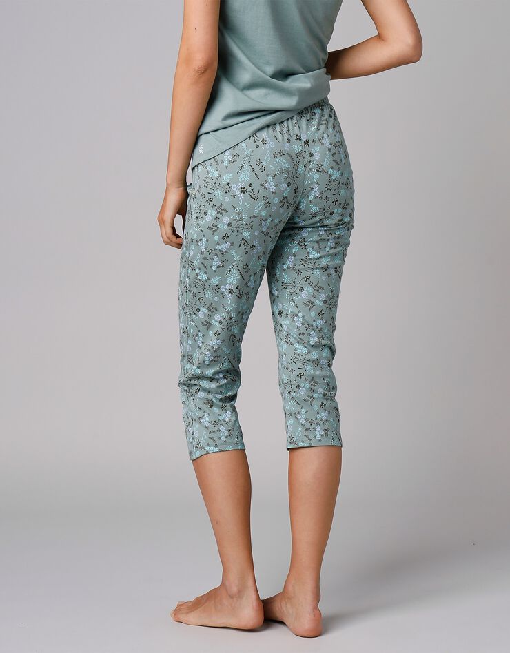 Pantacourt de pyjama imprimé fleurs (kaki) Pantacourt de pyjama imprimé fleurs (kaki)