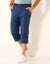 Pantacourt 3/4 élastiqué + ceinture assortie (bleu marine)