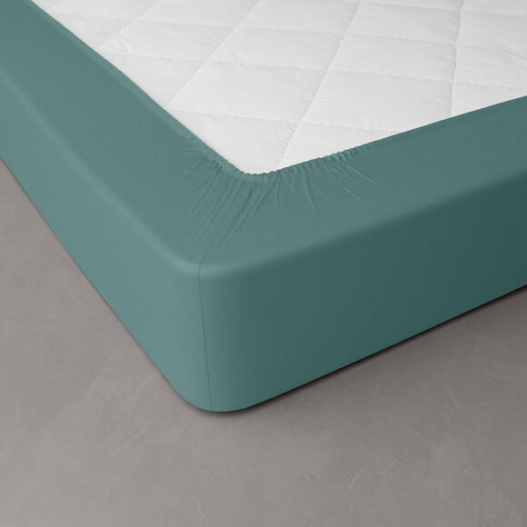 Drap-housse uni percale bonnets 40 cm (eucalyptus)