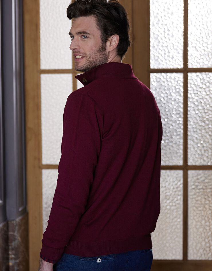 Pull col montant boutonné 80% laine d'agneau (bordeaux) Pull col montant boutonné 80% laine d'agneau (bordeaux)