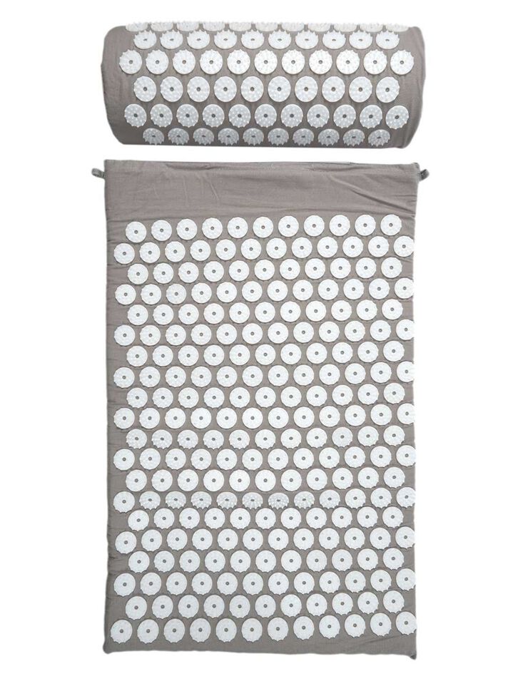 Tapis + oreiller d'acupression + sac de rangement (BEIGE/BLANC) Tapis + oreiller d'acupression + sac de rangement (BEIGE/BLANC)