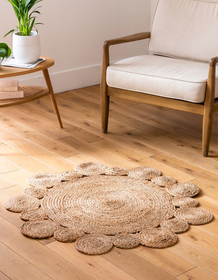 Tapis rond en jute ajouré (naturel)