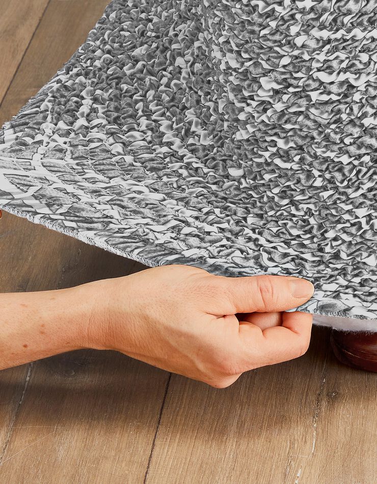 Housse salon microfibre bi-extensible imprimé  (gris)