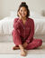 Pyjama pantalon pilou imprim&eacute; "coeurs"  (cerise)
