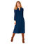 Robe unie mi longue, voile plissé (bleu nuit)