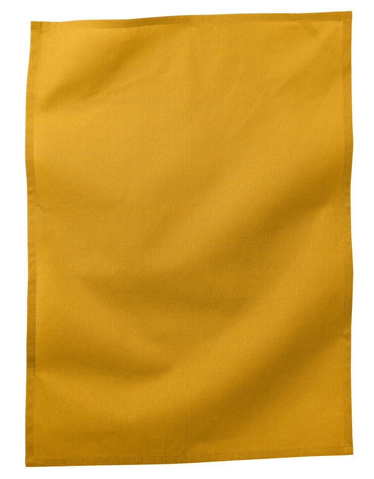 Torchon coton 1 palmettes 2 unis (kaki / jaune) Torchon coton 1 palmettes 2 unis (kaki / jaune)