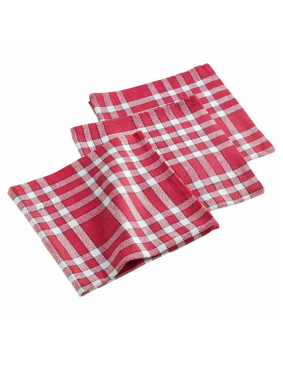 Serviette de table carreaux - Lot de 3 (rouge)