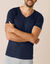 T-shirt sous-vêtement homme col V manches courtes chaleur douce - lot de 2 (marine)