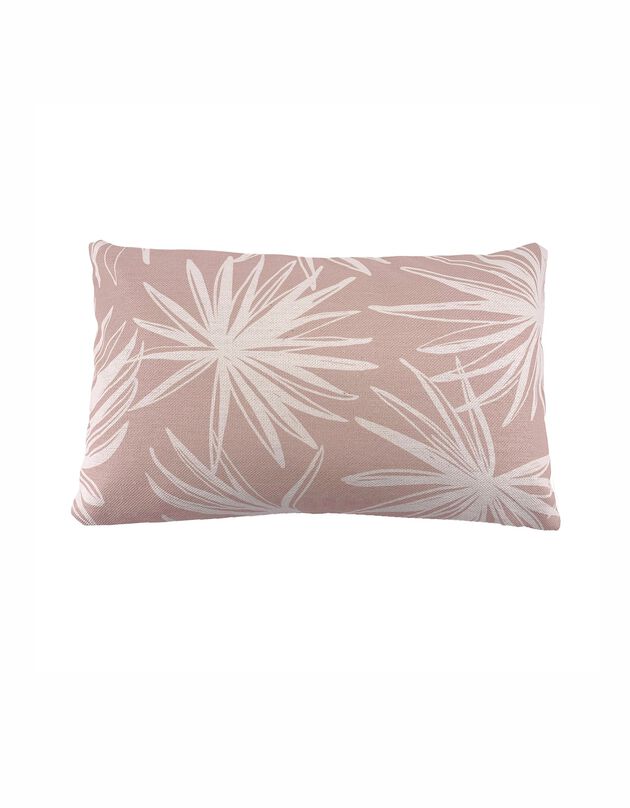 Coussin bicolore imprimé feuillage - coton (rose)