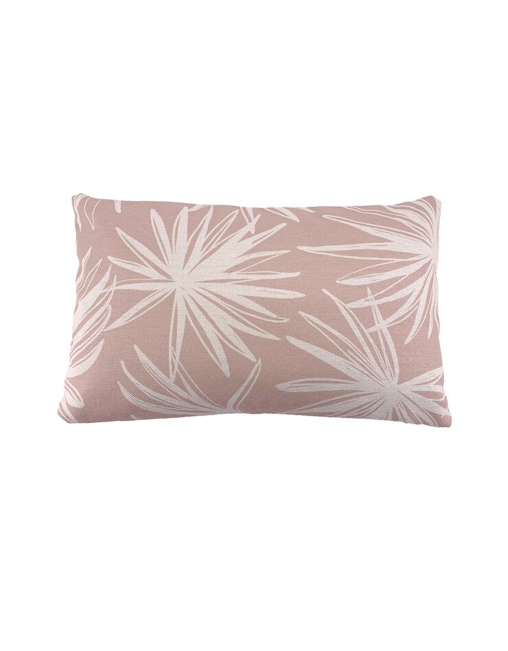 Coussin bicolore imprimé feuillage - coton (rose)