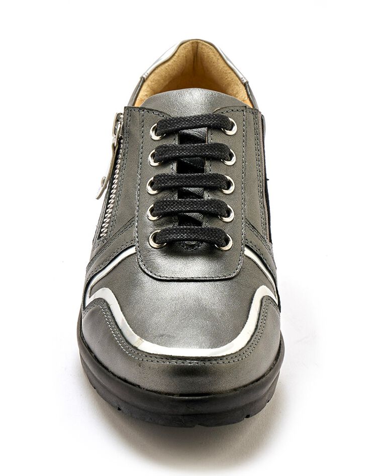 Derbies largeur confort en cuir détails métallisés (gris) Derbies largeur confort en cuir détails métallisés (gris)