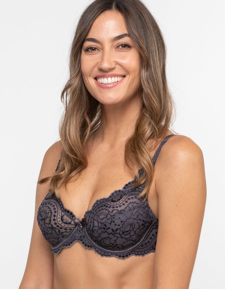 Soutien-gorge emboîtant dentelle "Flower élégance" - avec armatures (gris) Soutien-gorge emboîtant dentelle "Flower élégance" - avec armatures (gris)