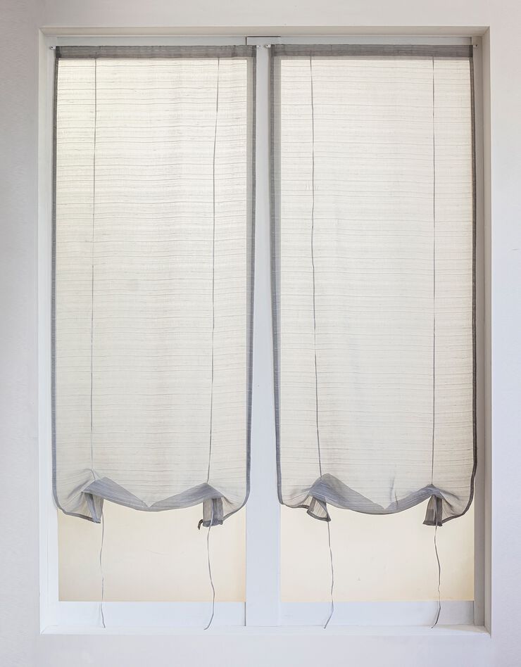 Vitrage voile fines rayures - la paire (gris)