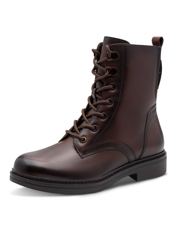 Boots cuir noir &agrave; lacets largeur confort (chocolat)