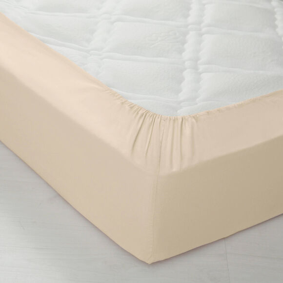 Drap-housse uni coton bonnet 32 cm (sable)