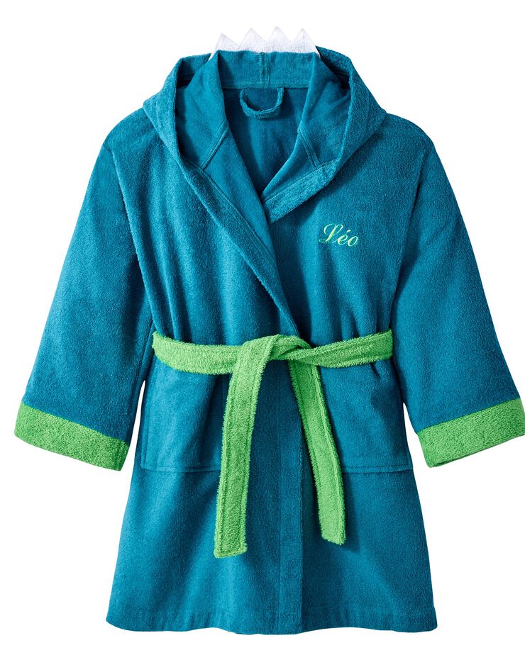 Peignoir de bain personnalisable à capuche dinosaure (vert)