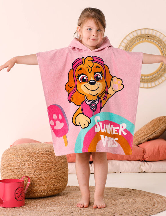 Poncho de bain enfant Pat'Patrouille® éponge et velours coton - 320g/m2 (rose)