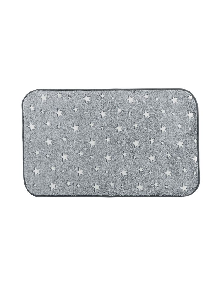 Tapis flanelle imprimé étoiles phosphorescentes - rectangulaire (gris)