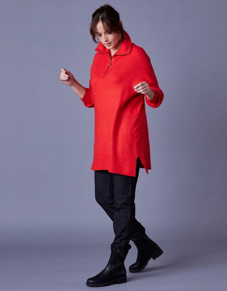 Pull tunique col camionneur (rouge) Pull tunique col camionneur (rouge)