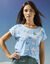 T-shirt boite, imprimé papillons (bleu)