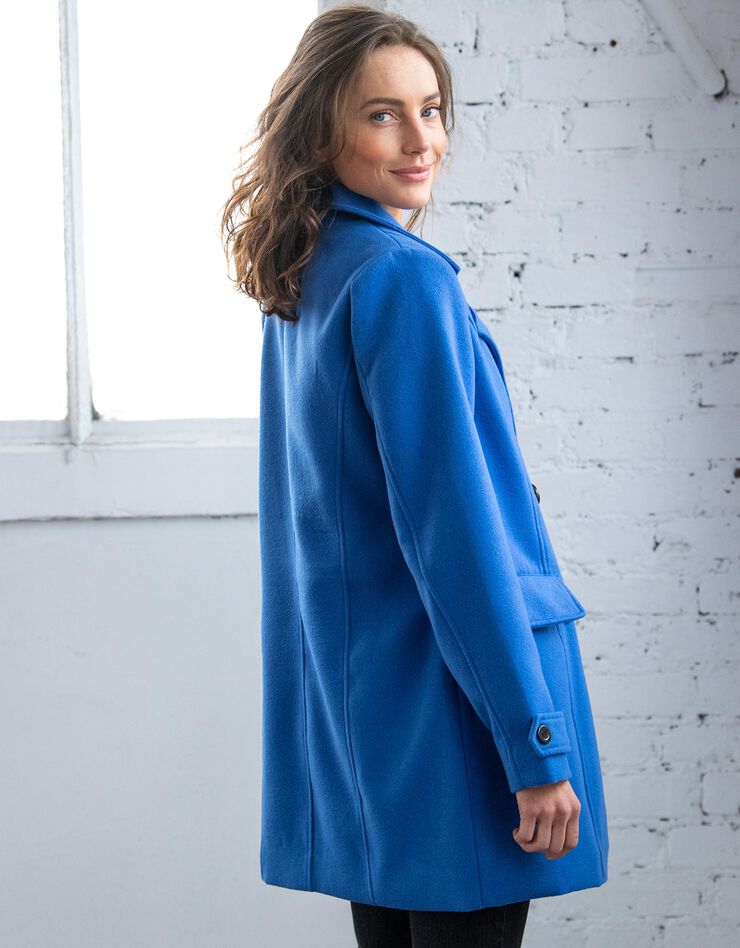 Manteau caban aspect drap de laine (bleu dur)