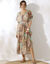 Robe longue imprimée, voile (écru / menthe)