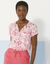 Blouse manches courtes, imprimé fleuri (rose / blanc)