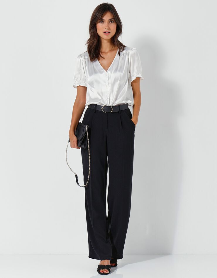 Pantalon droit large, crêpe (noir) Pantalon droit large, crêpe (noir)