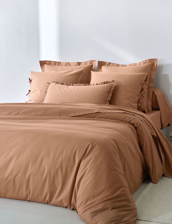 Linge de lit uni - percale de coton 72 fils/cm&sup2; (praline)