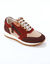 Baskets sneakers cuir, empiècements fantaisie contrastés (beige / bordeaux)