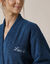 Peignoir mixte adulte uni coton éponge bouclette col kimono personnalisé (bleu paon)