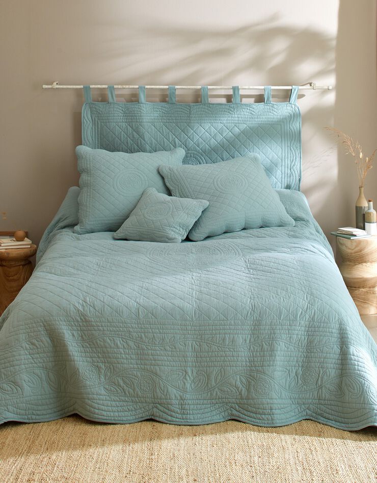 Tête de lit unie coton style boutis Cassandre (vert)